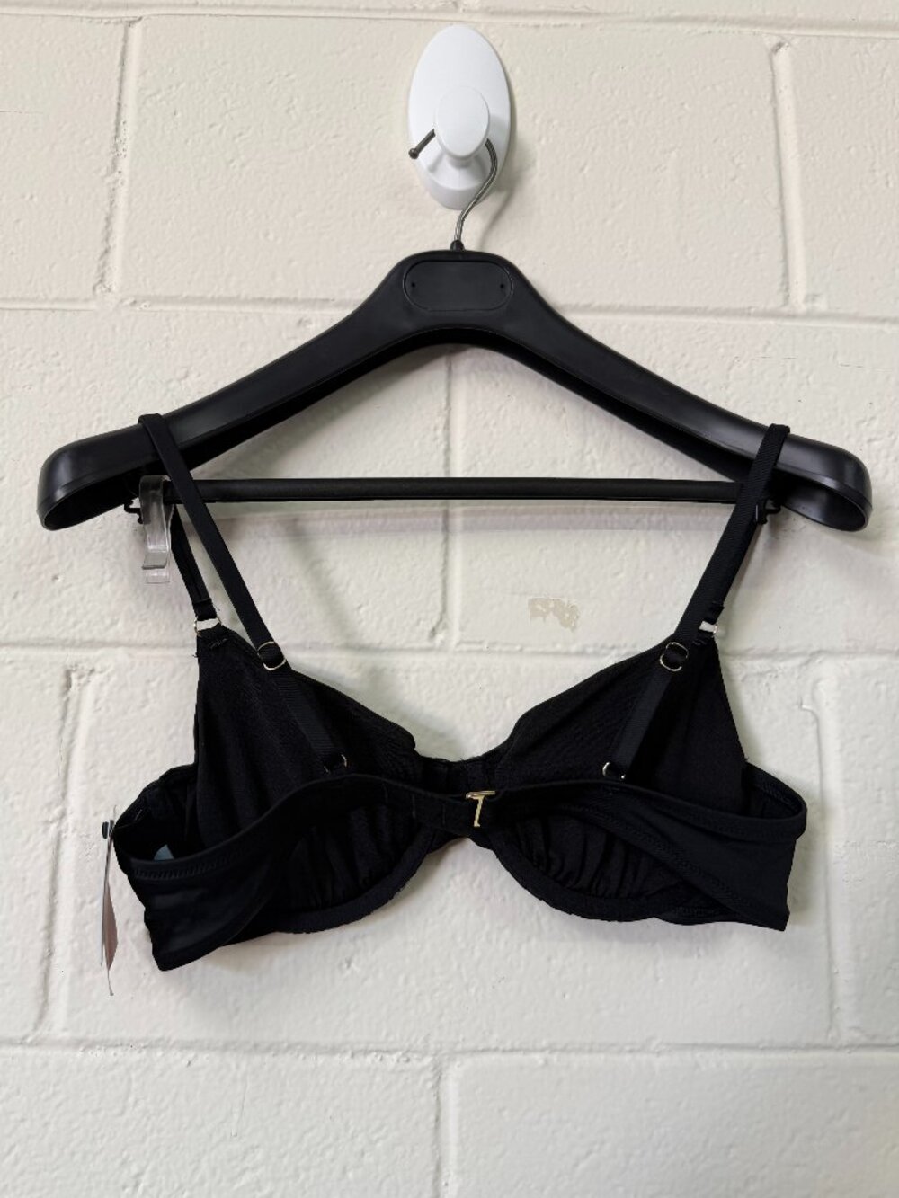 NWT Shade & Shore Black Bikini Top with Gold Hardware Size 36B